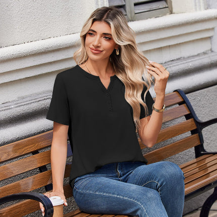 Blusas de verano para mujer con cuello V y manga corta, elegantes y casuales