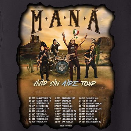 Mana Rock Band T Shirts, Latin Rock and Roll Tshirt, Vivir Sin Aire Tour Graphic Tee, Unisex Adult Size S – 2XL