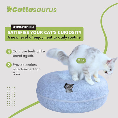 Jumbo Light Gray 3-in-1 Peekaboo Cat Cave Donut Bed - photo 4