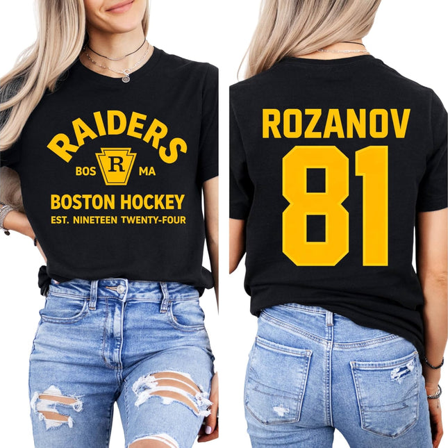 Vintage-Style Hockey Number Back T-Shirt - Black Adult XL