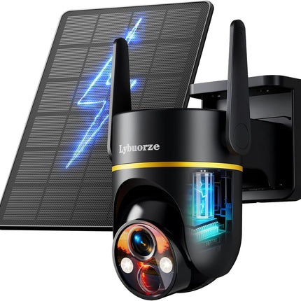 5G&2.4GHz 4MP Solar Security Camera Wireless Outdoor, 100% Wire-Free Home Security Camera w/ WiFi 6, Battery Powered Outdoor Camera, 360° PTZ, Color Night Vision, AI Motion Detection, IP65 Waterproof