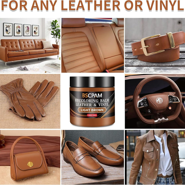 Light Brown Leather Recoloring Balm for Furniture and Car Interiors