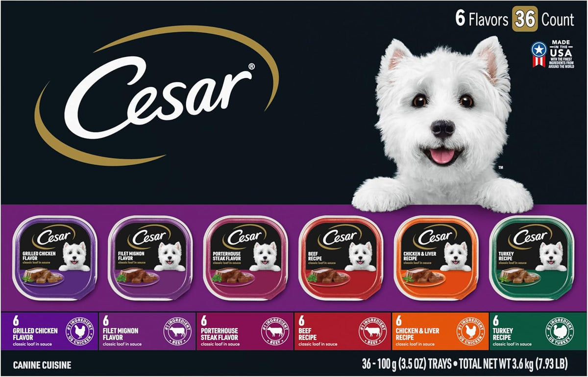 Wet Dog Food Classic Loaf in Sauce Variety Pack, 3.5 oz Trays, 36 Count