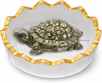 Natural Pyrite Tortoise Turtle Figurine for Feng Shui Wealth & Good Luck - photo 2