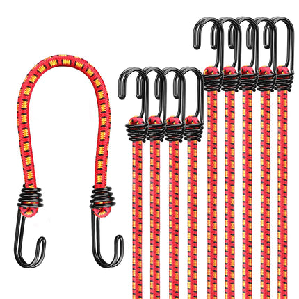 Bungee Cords Heavy Duty Outdoor: 20 Pcs Rubber Bungee Cords with Hooks in a Storage Jar Includes 10", 18", 24", 30", 36", 48" Bungee Cord for Camping, Tent, Fastening Items