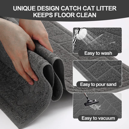 Cat Litter Box Mat, 35" x 24" Large Waterproof Litter Trapping Mat