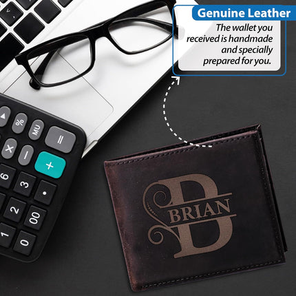 Personalized Wallet for Men, Custom Gifts for Father, Customized Monogram Wallet for Men, Son, Grandpa, Boyfriend, Fathers Day, Wedding, Anniversary, Birthday, Graduate
