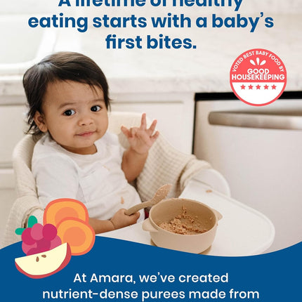 Amara Organic Baby Food - Stage 2 - Oats & Berries - Baby Cereal to Mix With Breastmilk & Water - Shelf Stable Baby Food Pouches Made from Organic Fruit and Veggies - 5 Pouches, 3.5oz Per Serving