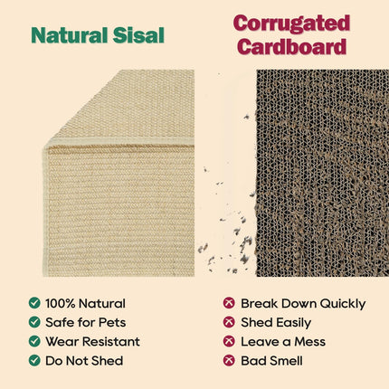 Zakkart Cat Sisal Scratching Bed Hammock, 2-in-1 Cat Scratcher & Lounging Bed, 100% Natural Sisal Mat, Solid Wood Frame, Cat Furniture Protector (Large, Dark Stained)