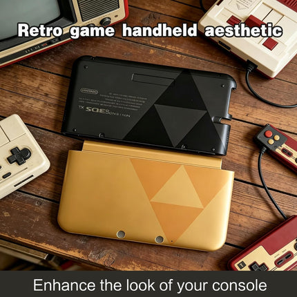 Replacement Shell for Nintendo 3DS XL, Minimalist Black Gold Protective Case, Precise Cutouts Custom Housing, Retro Gaming Style Handheld Console Replacement Cover