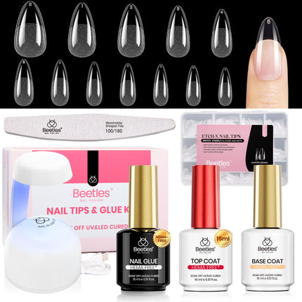 Soft Gel Nail Tips Short Almond 288pcs in 12 Sizes Etch-X