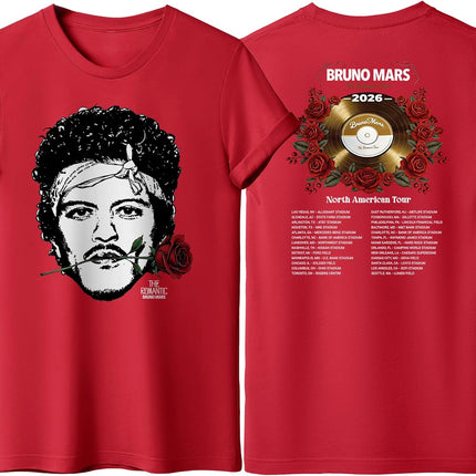 North America Romantic Tour 2026 Tshirt, RNB Fans Graphic Shirt, Bruno Fans Concert Outfit, Unisex Adult S – 2XL