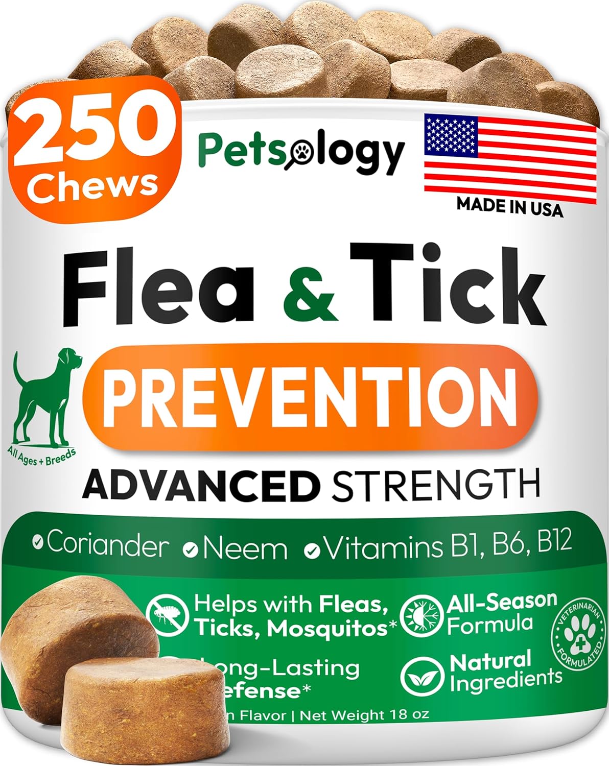 Flea and Tick Prevention Soft Chews for Dogs, 250 Count
