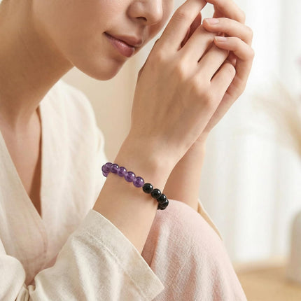 Bivei Protection Bracelet, Strength Crystal Healing Bracelet 8MM - Spiritual Stretch Beaded Jewelry for Women Men Gift