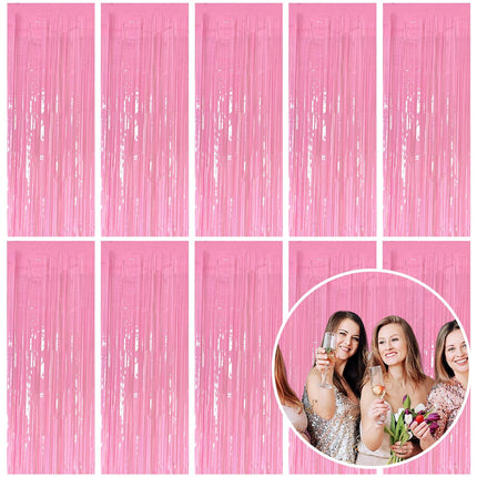 2 Pack Silver Foil Curtain Party Streamers Metallic Tinsel Foil Fringe Photo Booth Backdrop for Birthday Wedding Engagement Baby Shower Bachelorette Christmas Holiday Celebration Party Decorations