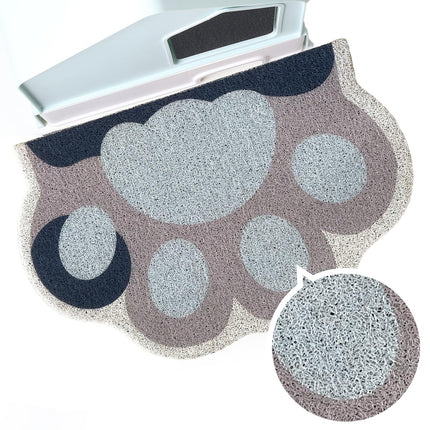Cute Cat Litter Mat 24”x16”, Litter Box Mat, Litter Trapping Mat, Soft on Kitty Paws, Easy Clean, Anti Slip, Pet Accessories, Door Floor mats - Grey Pink
