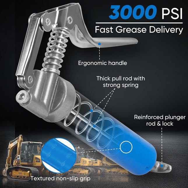 Mini Grease Gun (3000PSI) with Double 3oz Cartridge Grease and 12''