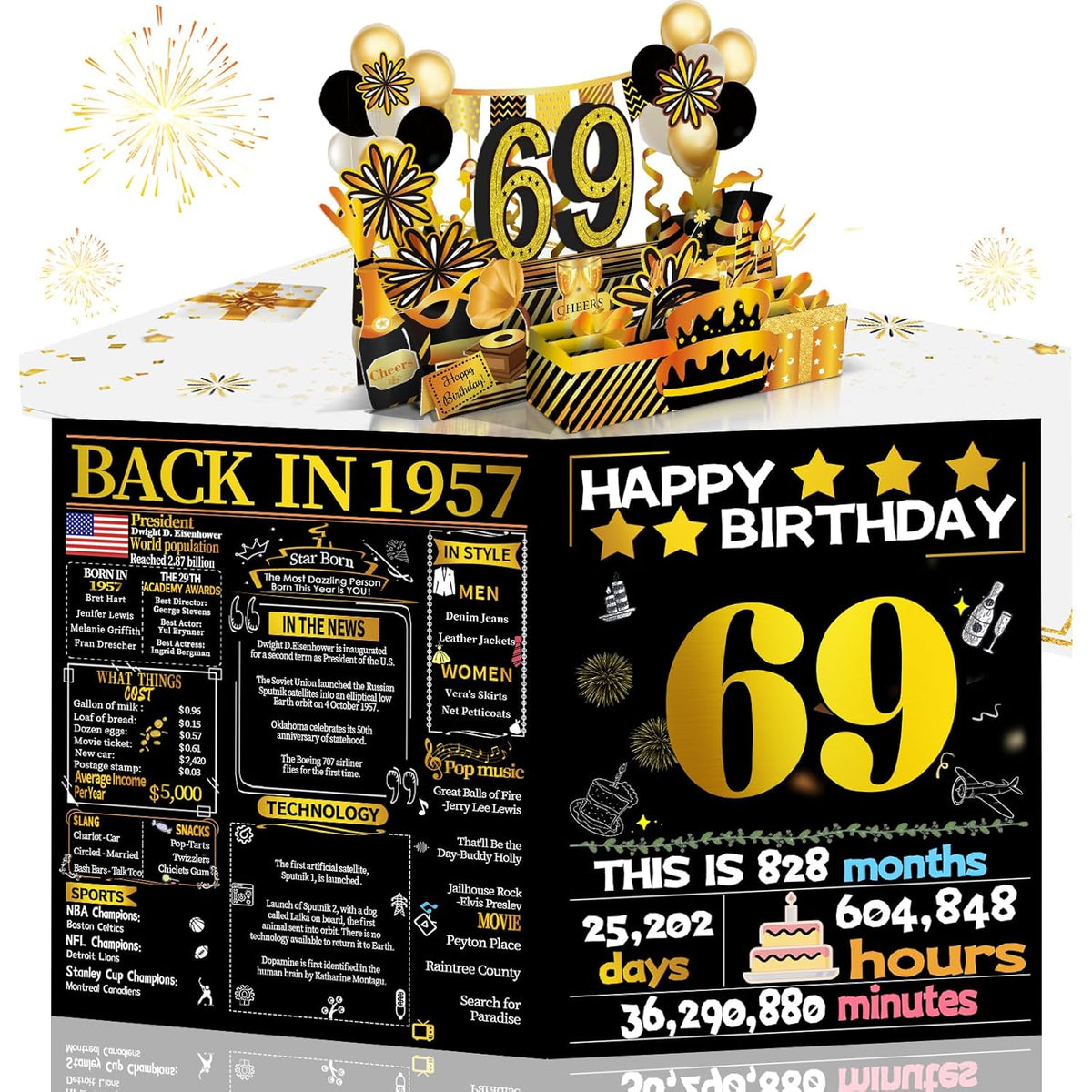 69th Birthday 3D Pop-Up Greeting Card