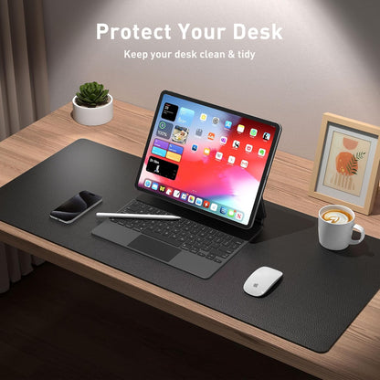 Black PU Leather Desk Pad Protector, 23.6 x 13.7 in - photo 3