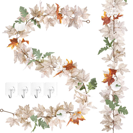 2Pack 11.8FT Fall Garland for Mantle Indoor Outdoor Thanksgiving Decor