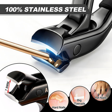 [A AEDOLL] Upgraded Toenail Clippers for Seniors, Ergonomic Design, Long Handled Nail Clippers for Man and Woman, Heavy Duty Thick Toenail Trimmer, Finger Nail Clippers with Built-in Nail Catcher