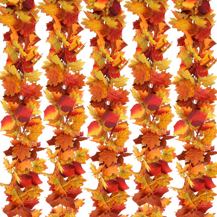 Paquete de 5 guirnaldas de hojas de otoño, decoraciones para el hogar