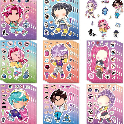 32Pcs Demon Hunters Stickers, Korean Idol DIY Dress-Up Stickers, Waterproof Vinyl Stickers for Laptop Phone Skateboard Water Bottle, Cute Korean Fashion Gift for Kpop Fans