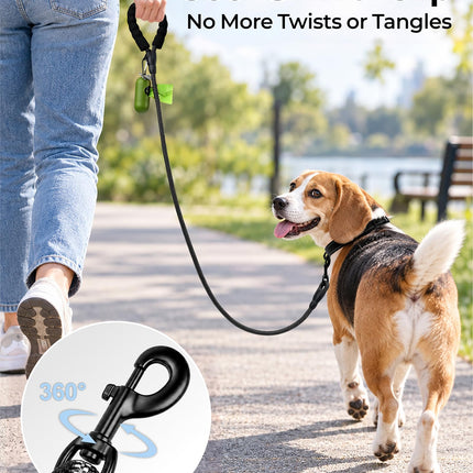 Correa de cuerda para perros medianos y grandes, 6 FT con mango acolchado, negro
