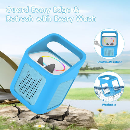 Silicone Case for Toniebox 2 Audio Player, Shockproof & Scratch-Resistant Portable Protective Cover Sleeve for Tonies Toniebox 2 Accessories with Carry Handle (Blue)