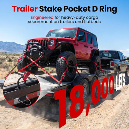 Stake Pocket D Ring, 18000lbs D Rings Heavy Duty Stake Pocket Tie Down for Trailers and Flatbeds Trucks, Removable Trailer Tractor Tie Down Accessories Anchor for Flatbed Cargo Trucks, 4 Pack