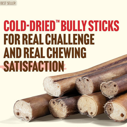 Natural Farm Cold-Dried™ Bully Sticks 6 Inch (5 Count) – Odor Free Longer Lasting High Protein Dog Chews – 100% Beef Pizzle, Single Ingredient.
