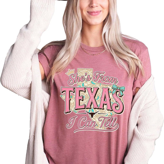 She's from Texas I Can Tell Graphic Tee, Western Cowgirl Style T-Shirt