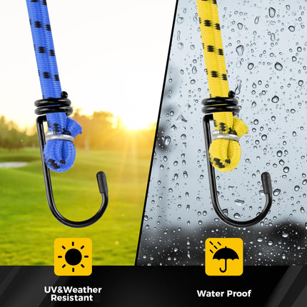 12 Pack Bungee Cords with Hooks,Heavy Duty Outdoor Elastic Straps