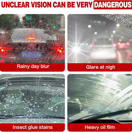 Oil Film Cleaning Brush for Car Windows, 2026 Upgraded Clear Vision Windshield Cleaner with Anti-Rain Coating, Improving Clarity & Safer Driving, Kit with Supplements & Towel, 2 pcs(Red)