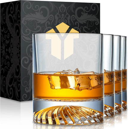 Whiskey Glasses Old Fashioned Glasses Set of 4 12oz Rocks Glasses Gift for Men Women Drinking Bourbon Scotch Cocktails Rum Cognac