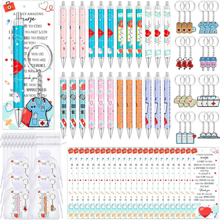 96 Pcs Nurse Appreciation Gifts Bulk 2026 Nurses Week Gifts with 24 Ballpoint Pens 24 Bookmarks 24 Keychains 24 Bags Thank You Gift for Nurse Doctor Medical Assistant Nursing Student Healthcare Worker