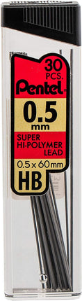 Refills, 0.5 mm Fine, HB, 180 Pieces of Lead