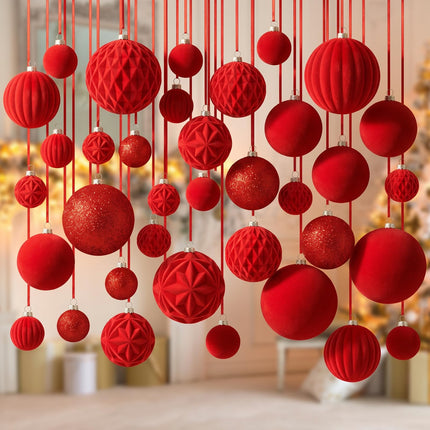 36 Pcs Christmas Balls Ornaments for Ceiling, Red, Green, Gold