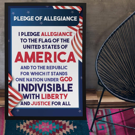 Pledge Of Allegiance Poster For Classroom Homeschool Wall Decorations Educational Classrooms United States American Decor Cool Wall Art Print Poster 12x18
