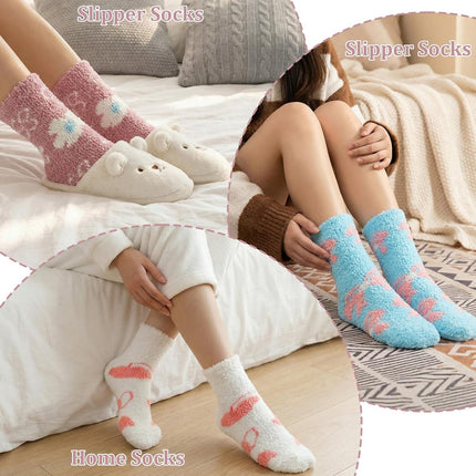 3 Pairs Moisturizing Socks Overnight, Love Heart Flower Bow loe Socks, Moisturizer Sock for Dry Cracked Feet, Cozy Gel Spa Sock for Women(White, Pink and Light Blue)