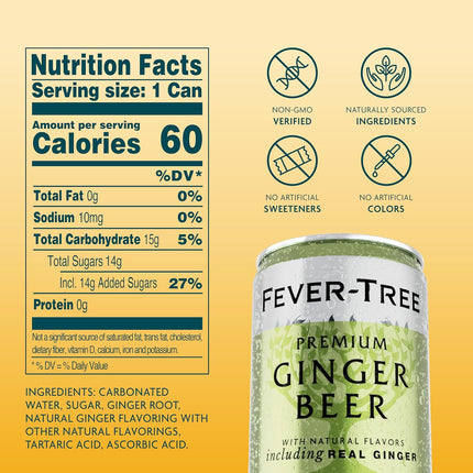 Fever-Tree Ginger Beer – Premium Mixer for Cocktails and Mocktails, 5.07 fl oz Cans, Pack of 24 – Naturally Sourced, Non-GMO