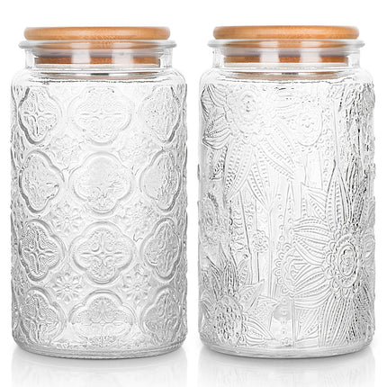 Vintage Glass Jar with Lid, 24oz Food Storage Containers Mason Jars, 2 Pack