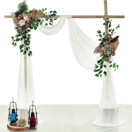 MDS Pack of 2 Wedding Arch Drape Panel (30" Width x 30ft Long) Sheer Chiffon Arbor Canopy Drapery Fabric for Wedding Ceremony Reception Decoration Party Ceiling Backdrop Curtain Swag - Ivory