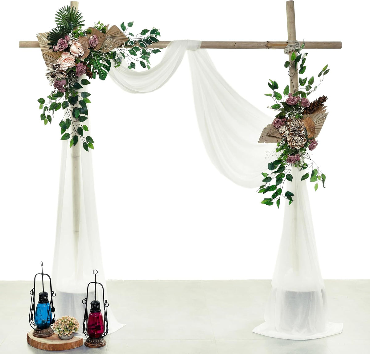 Pack of 2 Wedding Arch Drape Panel (30" Width x 30ft Long) Sheer - photo 2