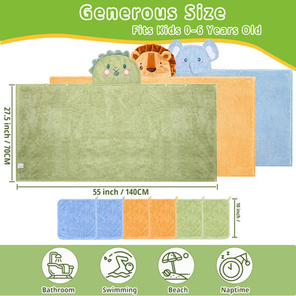 Toddler Hooded Bath Towels 9PCS