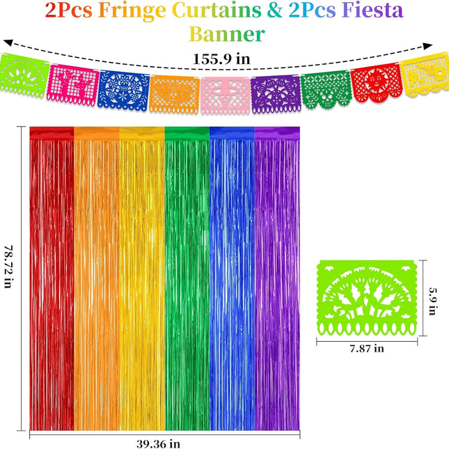 Cinco de Mayo Decorations Fiesta Party Decorations Foil Fringe Curtains