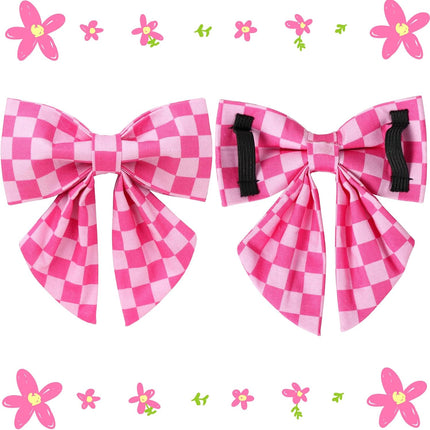 Dog Collar with Bow Tie,UP URARA PUP Pink Plaid Bowtie Dog Collar, Summer Bowtie Collar for Puppy Boy Girl Dog, Comfortable Cotton Dog Collar with Metal Buckle,S,Neck 10-16in, PinkPlaid CS