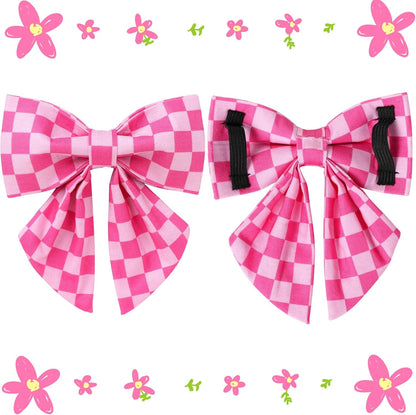Pink Plaid Dog Collar with Bow Tie, Small - photo 3