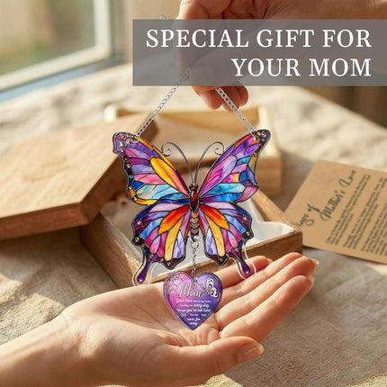 Butterfly Mom Memorial Acrylic Suncatcher Ornament, Loss of Mom Memorial Gifts, Butterflies Memorial Sympathy Gifts, Butterflies Remembrance Window Hangings, Butterfly Gifts for Women