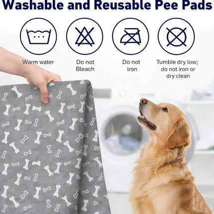 Puppy Pads with Pheromones, Washable Pee Pads for Dogs Potty Training, Reusable Dog Mat with Pet Hair Removal Gloves for Playpen, Crate, Whelping Box (Blue,S)